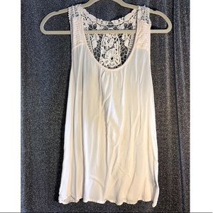 Cream Silky Crochet Back Tank Top
